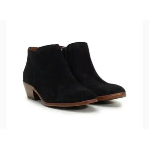 Sam Edelman Petty Ankle Boots Women's 7W Black Suede Side Zip Booties Zip w/Box